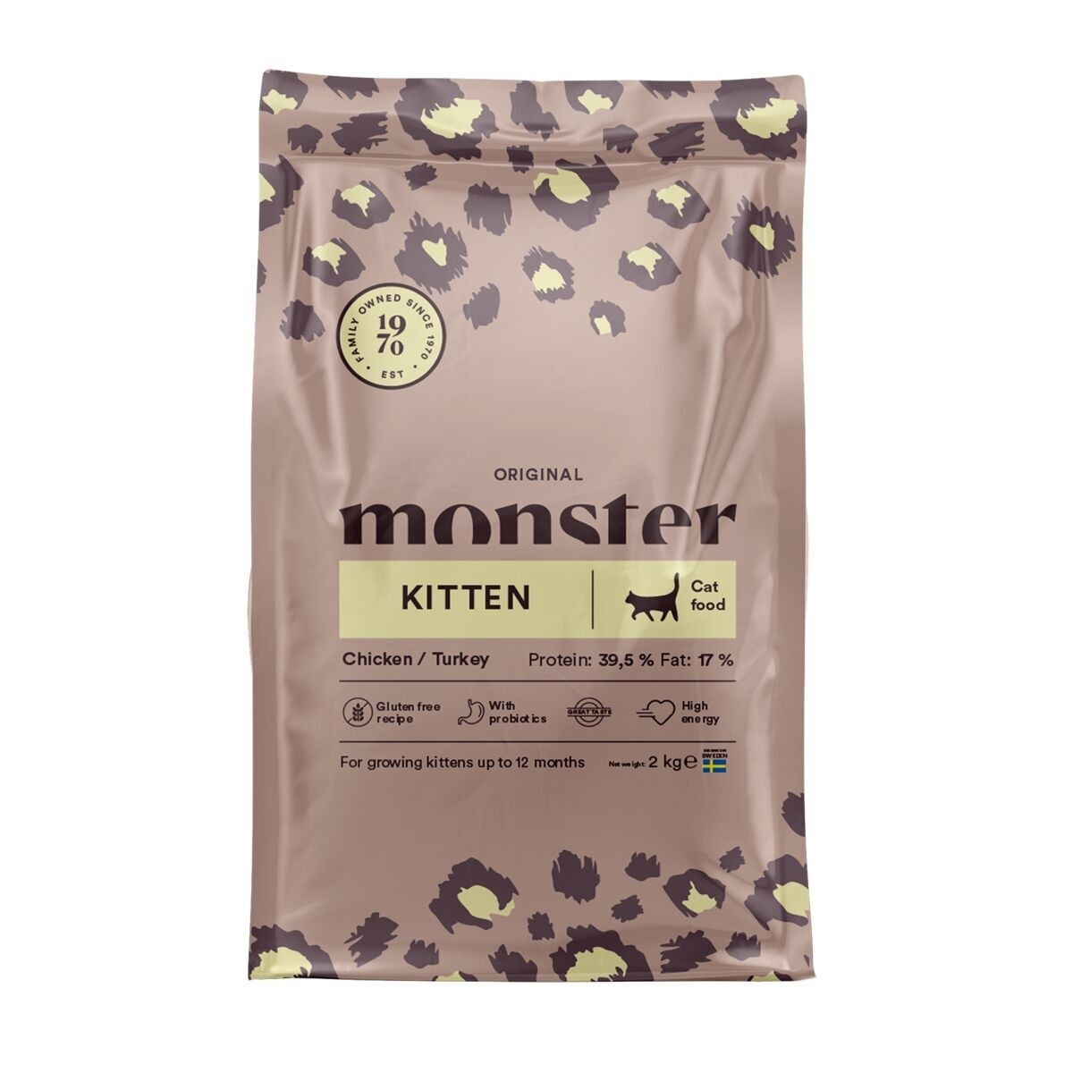 Monster Cat Kitten Chicken & Turkey Torrfoder till Kattunge 2 kg