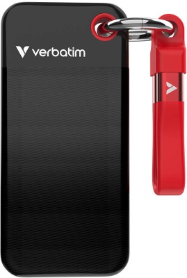 2 TB Verbatim Pocket SSD, USB 3.2 Gen2 - Svart/Röd