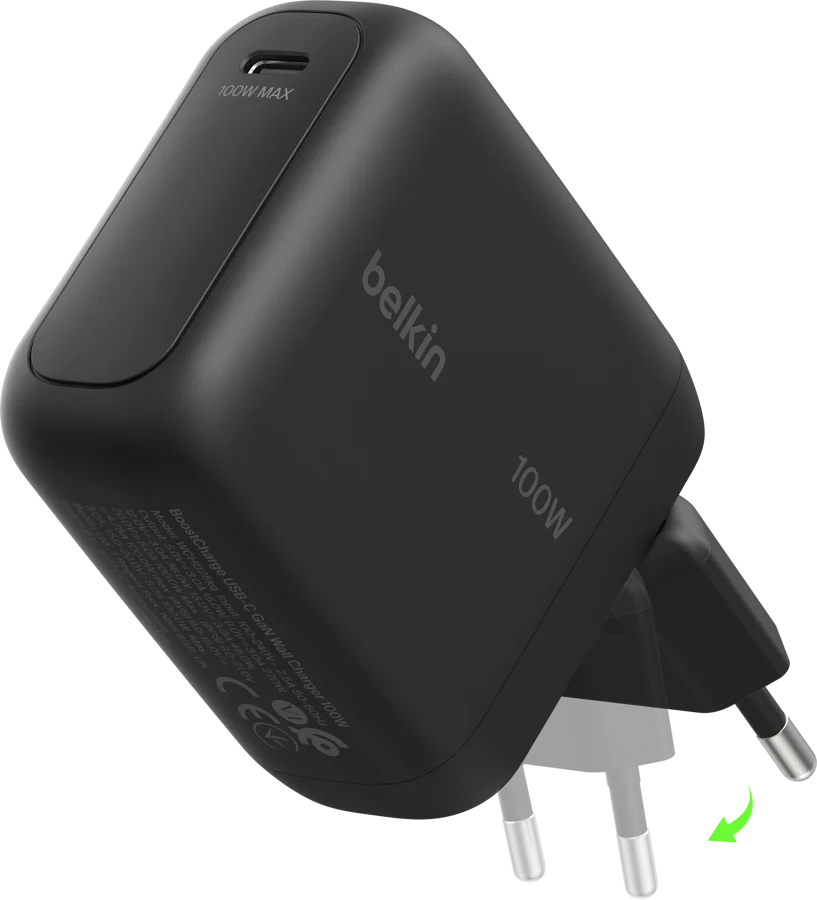 Belkin Väggladdare GaN USB-C 100W Svart