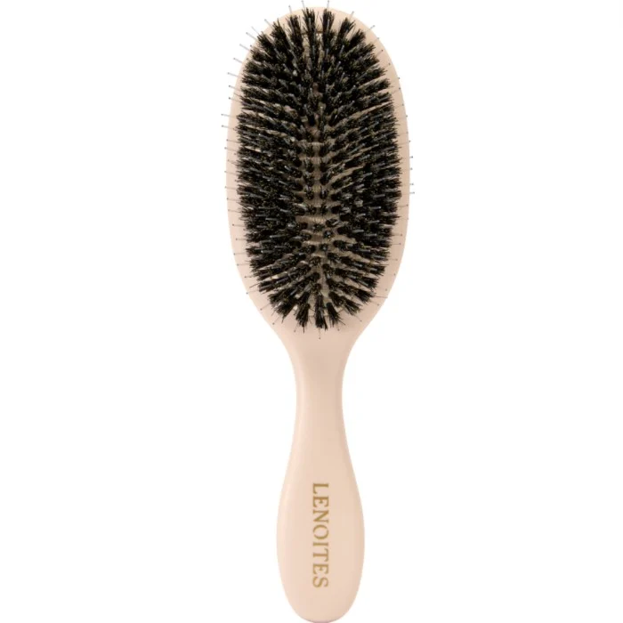 Lenoites Wild Boar Hair Brush with Cleaning Tool Blush 1 pcs
