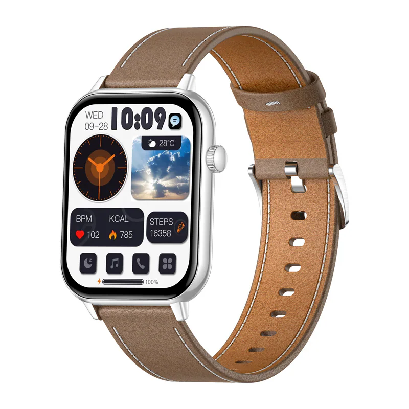 Colmi C28 Smartwatch Brown Leather Strap, bild 2