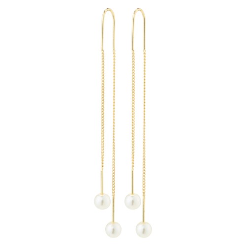 PILGRIM - EUONIA Pearl Chain Earrings - Gold Plated - 60 mm