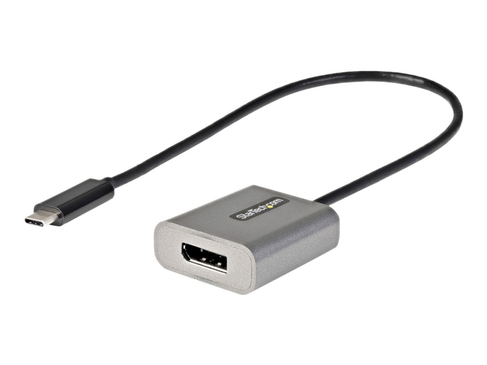 StarTech USB C till DisplayPort-adapter - 8K/4K 60 Hz USB-C till DisplayPort 1.4 adapterdongel - USB Type-C till DP Monitor videokonverterare - Fungerar med Thunderbolt 3 - med 30 cm lång ansluten kabel - Videokort - USB-C (hane) till DisplayPort (hona) - Thunderbolt 3/DisplayPort 1.4 - 30 cm - 8K60Hz stöd, 4K60Hz stöd - grå