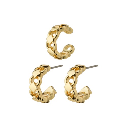 PILGRIM - DESIREE Hoop and Cuff Earrings - Gold-Plated - 15 mm