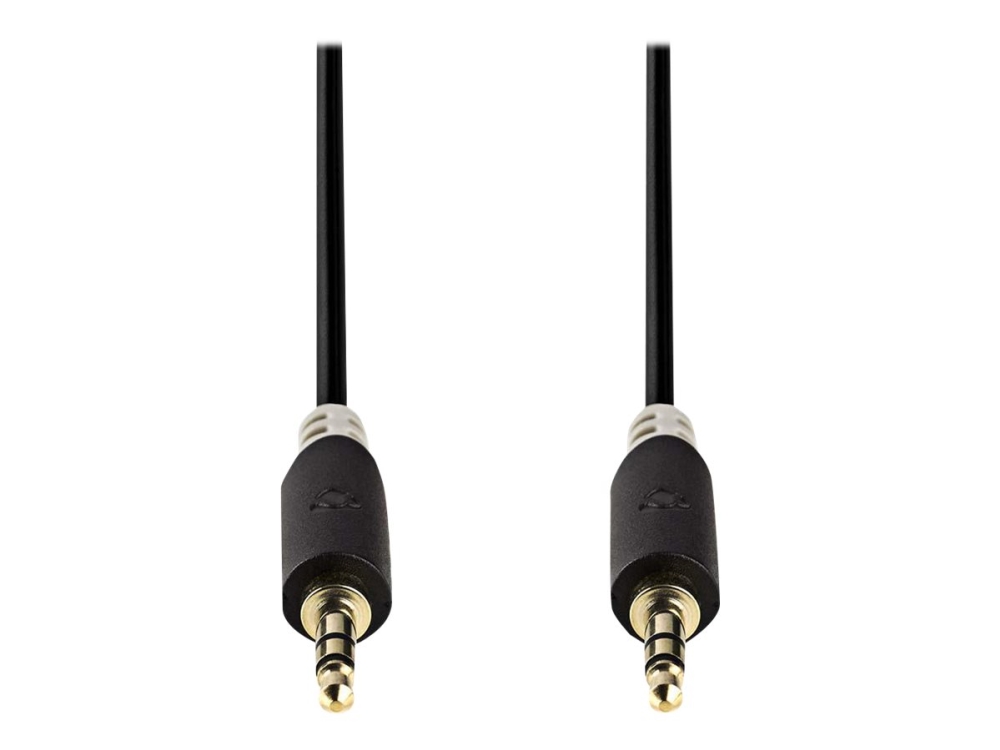 Nedis - Audiokabel - mini-phone stereo 3,5 mm han lige til mini-phone stereo 3,5 mm han lige - 1 m - antracit (sort) - rund