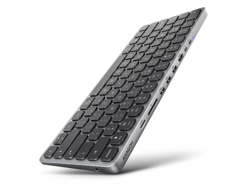 AXAGON HMC-KB-US tangentbord med hubb USB-C 5Gbps HDMI 4K/60Hz US-layout