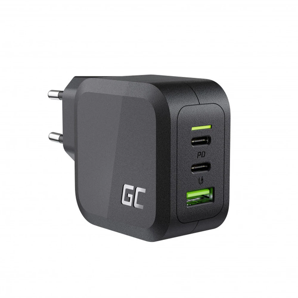 Green Cell PowerGaN 65W laddare 2x USB-C PD, 1x USB-A QC 3.0