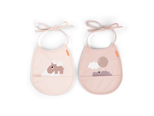 Done by Deer - Tiny pocket bib 2-pack - Happy clouds Powder - 20 x 19,5 cm, bild 2