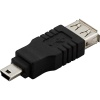 USB-adapter Typ A ho - Typ Mini-B ha, Deltaco, svart