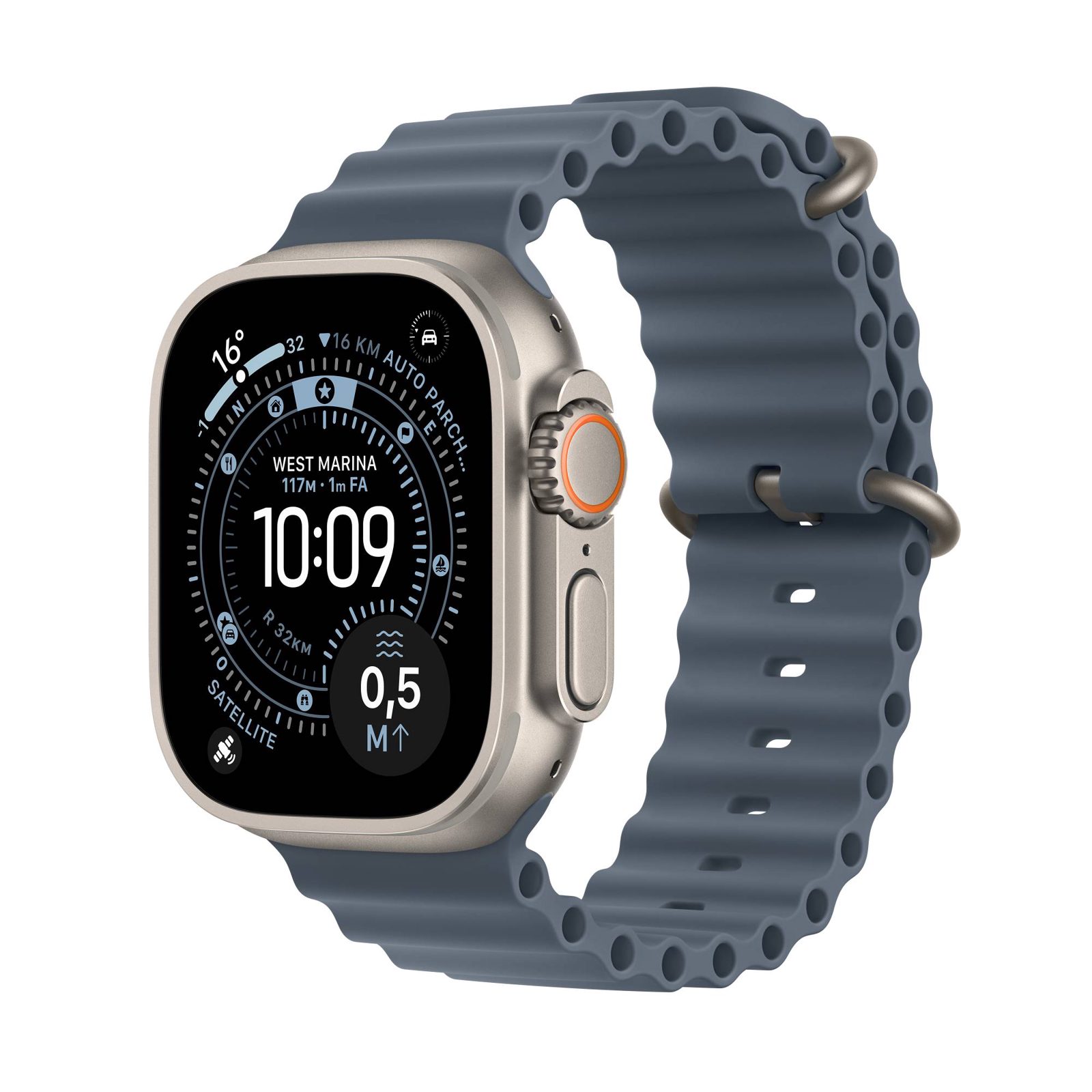 Apple Watch Ultra 3 GPS + Cell 49 mm naturlig titan, havsband, bild 4