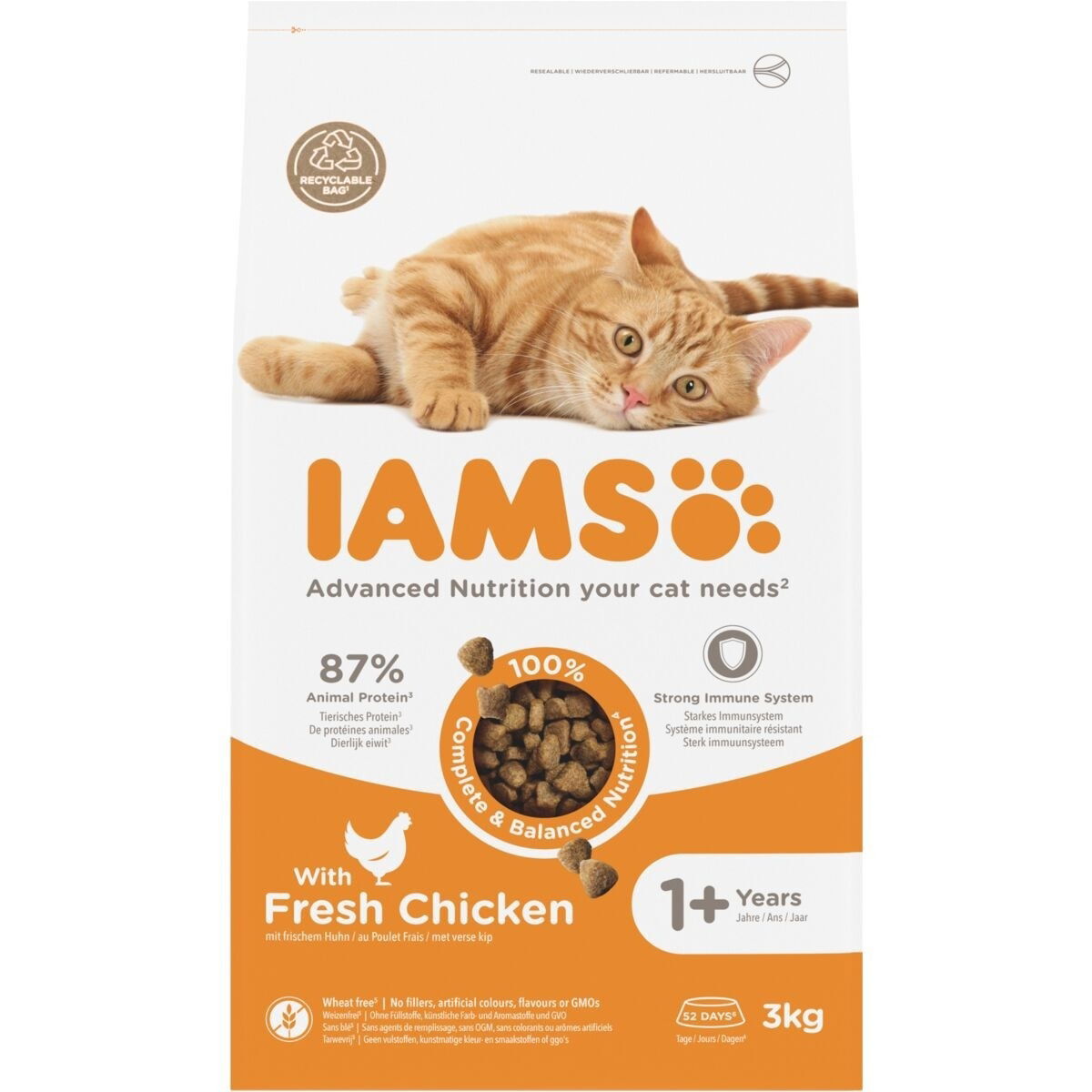 Iams for Vitality Cat Adult Chicken Torrfoder till Katt 3 kg, bild 2