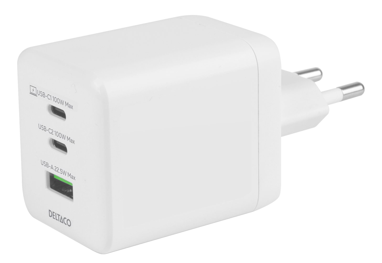 DELTACO Väggladdare 1x USB-A 2x USB-C 100 W Vit, bild 3