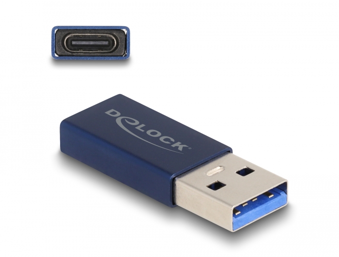 Adapter USB-A hane till USB-C hona, 10 Gbps, DeLOCK - Blå, bild 3