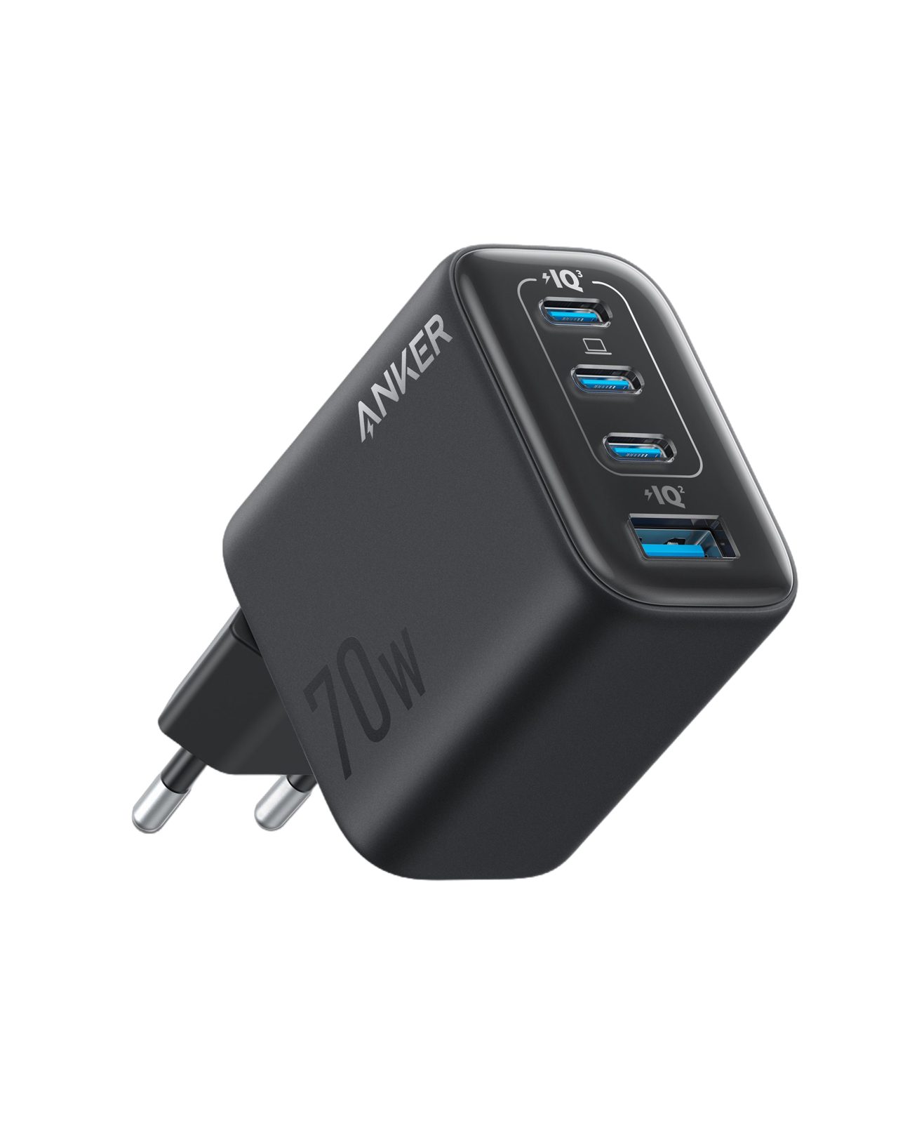 Anker Zolo väggladdare 70W, 3x USB-C, 1x USB-A – Svart