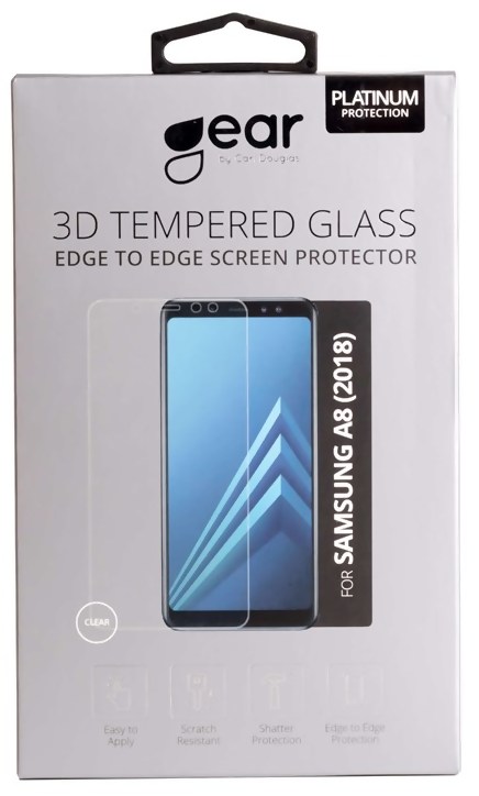 Gear Härdat Glas 3D - Samsung A8 (2018) - Edge to Edge - Transparent