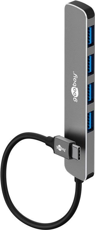 Goobay 79157, USB Typ-C, USB 3.2 Gen 1 (3.1 Gen 1) Typ-A, 5000 Mbit/s, Grå, Aluminium, Plast, 0,1 m