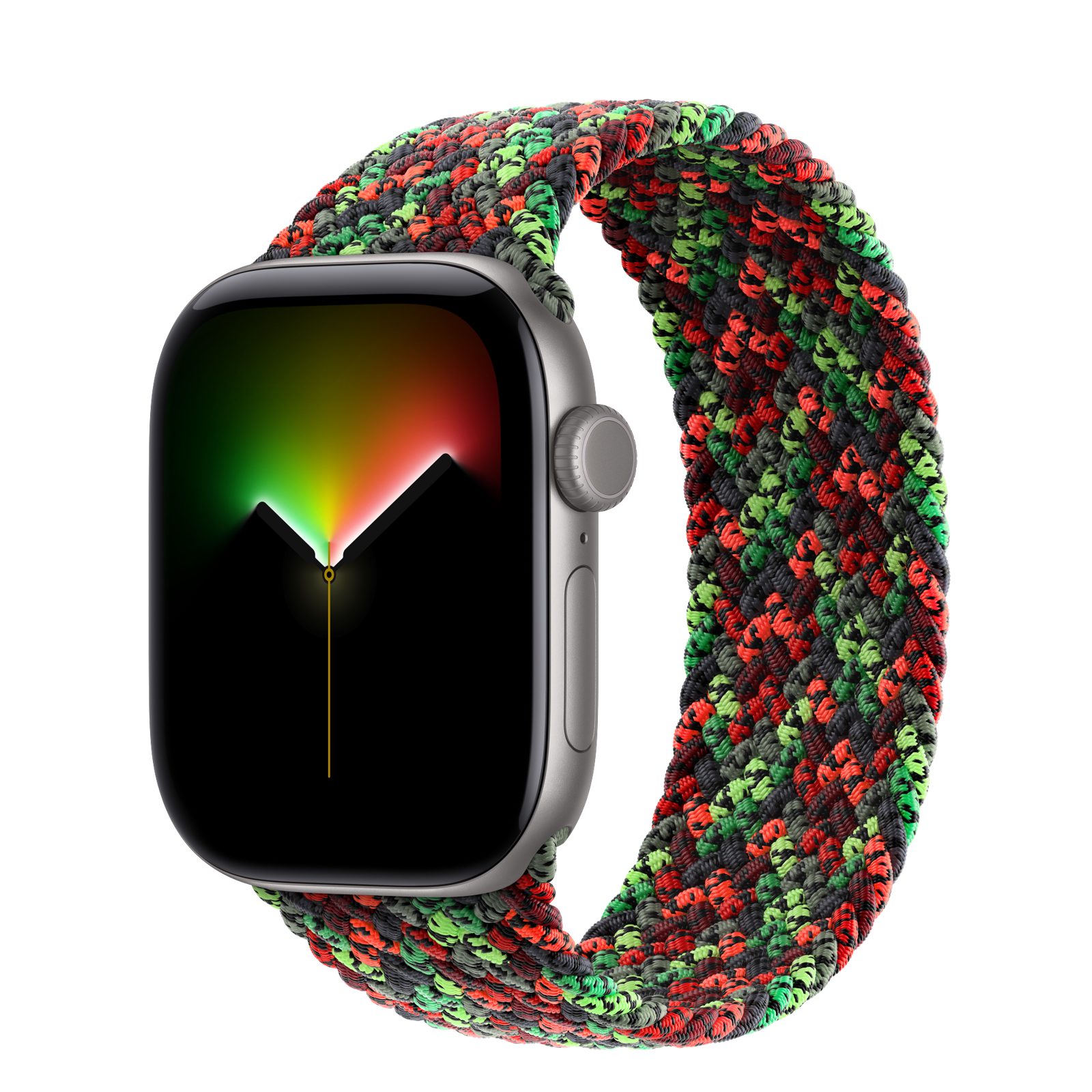 Apple Watch Series 12 (GPS) • Aluminiumboett rymdgrå, 42 mm • Flätad sololoop i Black Unity – Unity Connection