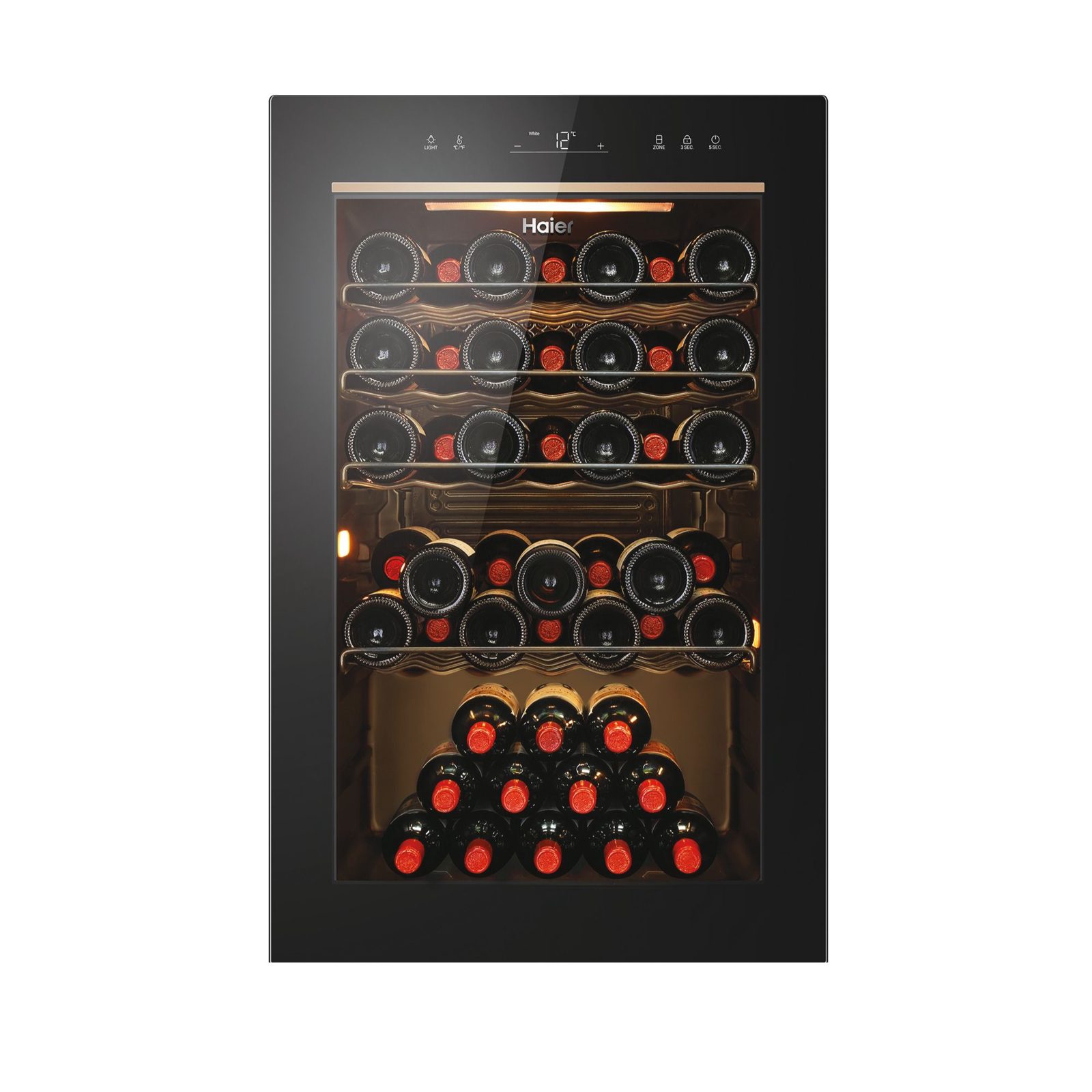Haier Wine Bank 50 Series 3 HWS49GAE, Vinkylare med kompressor, Fristående, 49 flaska/flaskor, F, Svart, Svart