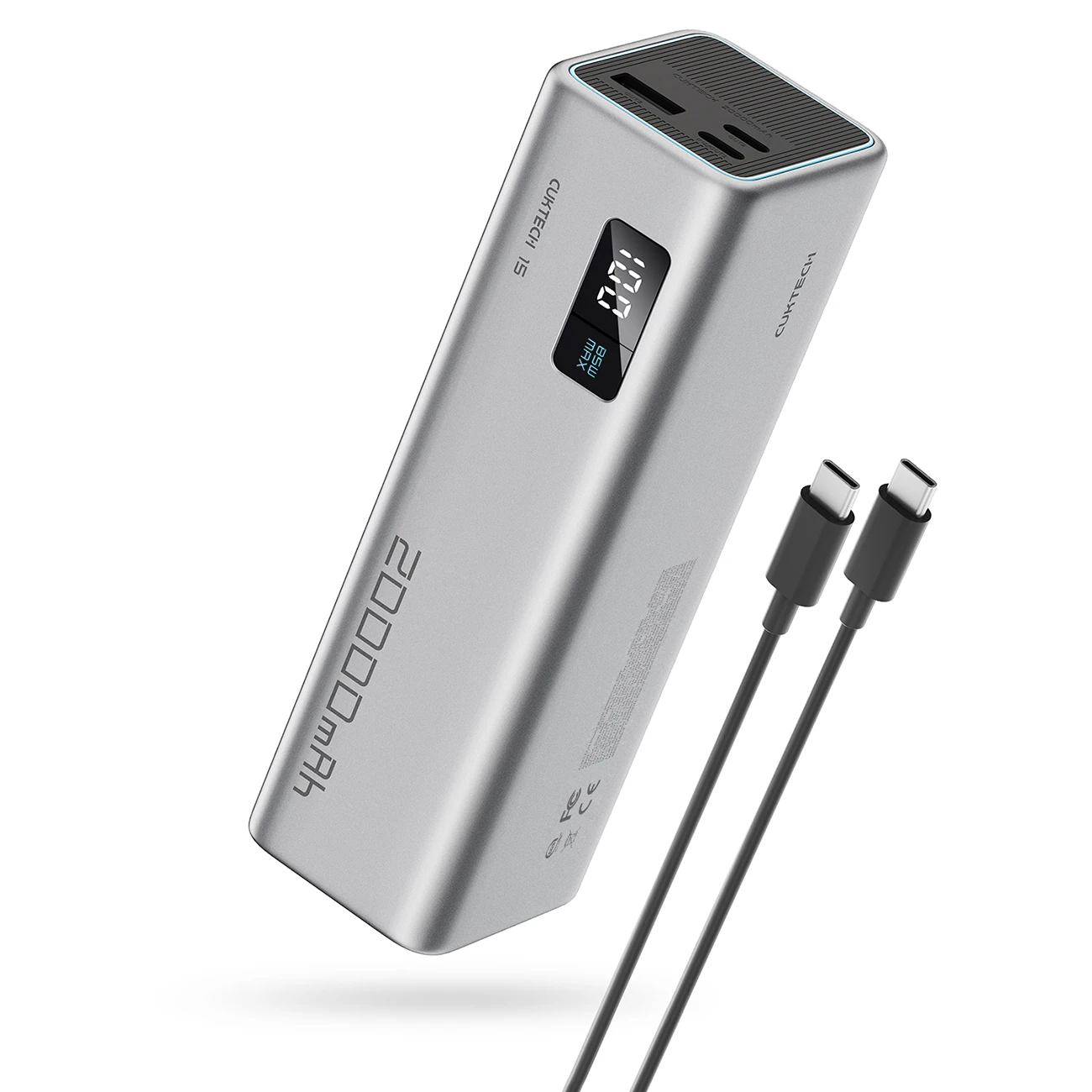 Powerbank Cuktech CUKP200XGLGR 100W 20000mAh 2 x USB-C 1 x USB-A - grå