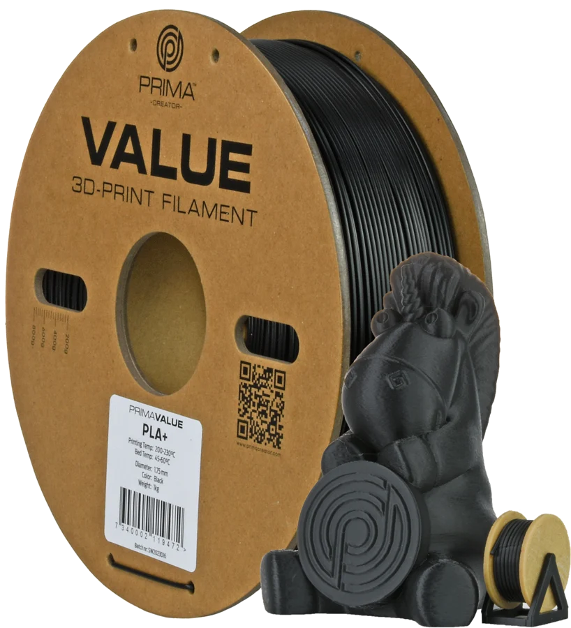 Prima Creator Prima Value PLA+ 1.75mm 1kg - Svart