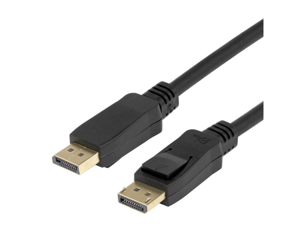 DisplayPort-kabel, DP 1.4 Flex, 8K@30Hz, Deltaco, 5 meter - Svart