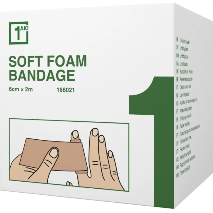 One-Aid Soft Foam Bandage Beige 2 m x 6 cm, 1 st