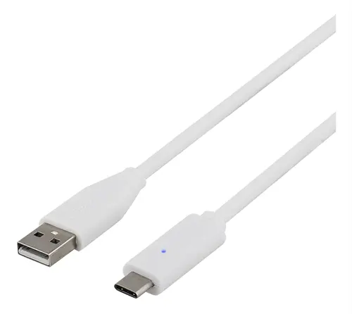 DELTACO USB-kabel, Typ C till Typ A, 1m, vit