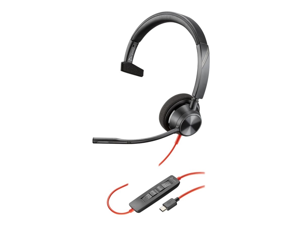 HP Poly Blackwire 3310 Mono Teams USB-C headset, svart