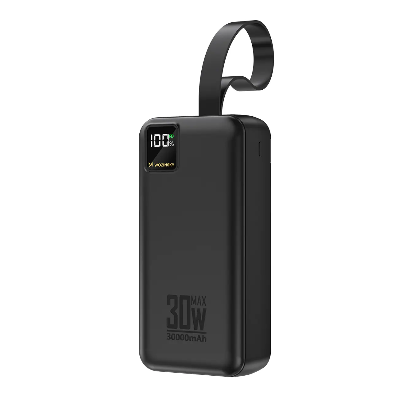 Wozinsky W8-W 30 000 mAh 30 W powerbank med 2x USB-A och USB-C samt ficklampa – Svart