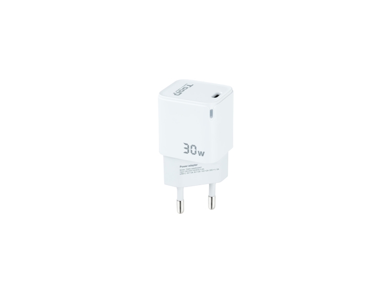 TooQ TQWC-GANPD30WT väggladdare 30 W USB-C/USB-A PD GaN, vit