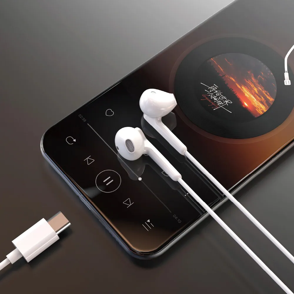 Dudao X3C In-Ear Wired USB-C Headphones 1.2m - White, bild 2