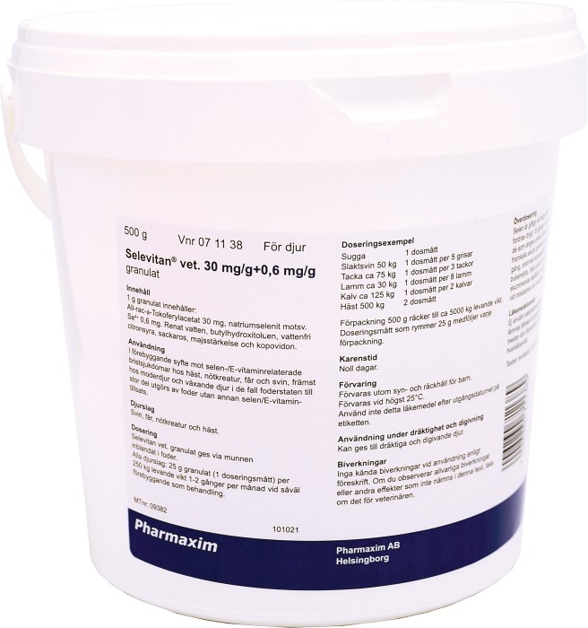 Selevitan Vet Granulat 30 mg/g+0,6 mg/g, 500 g