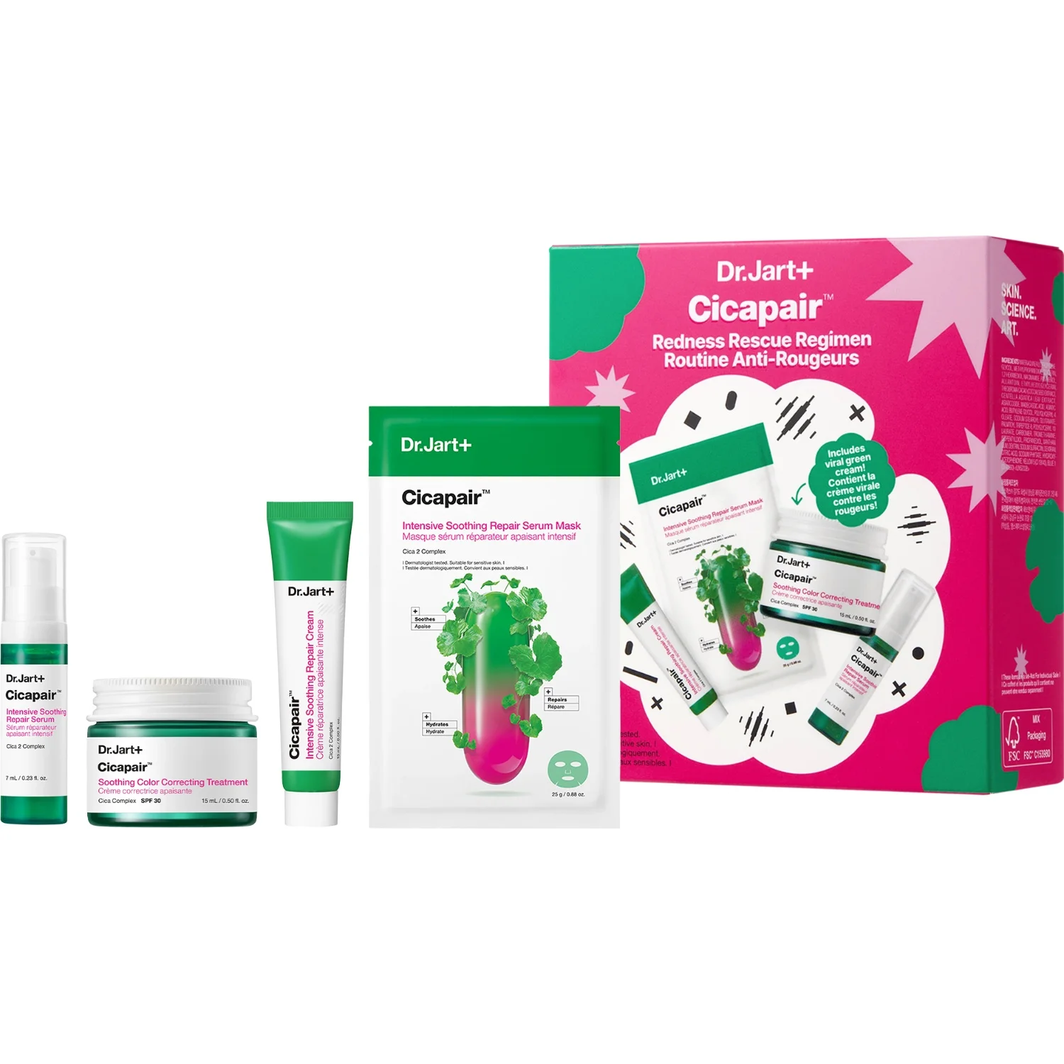 Dr.Jart+ Cicapair Redness Rescue Regimen 15ml+25g+15ml+7ml 15ml+25g+15ml+7ml