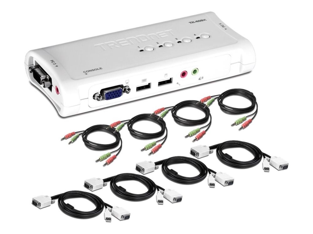 TRENDnet TK 409K - Omkopplare för tangentbord/video/mus/ljud/USB - 4 x KVM/ljud/USB - 1 lokal användare - skrivbordsmodell