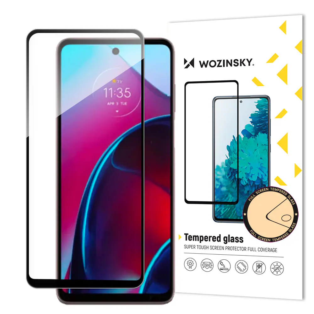 Wozinsky 9H Härdat Glas med Full Lim för Motorola Moto G Stylus 2022 med Svart Ram