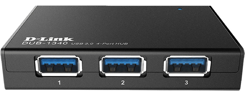 USB 3.0-hub D-Link DUB-1340, 4xUSB 3.0, inkl. strömadapter - Svart, bild 3