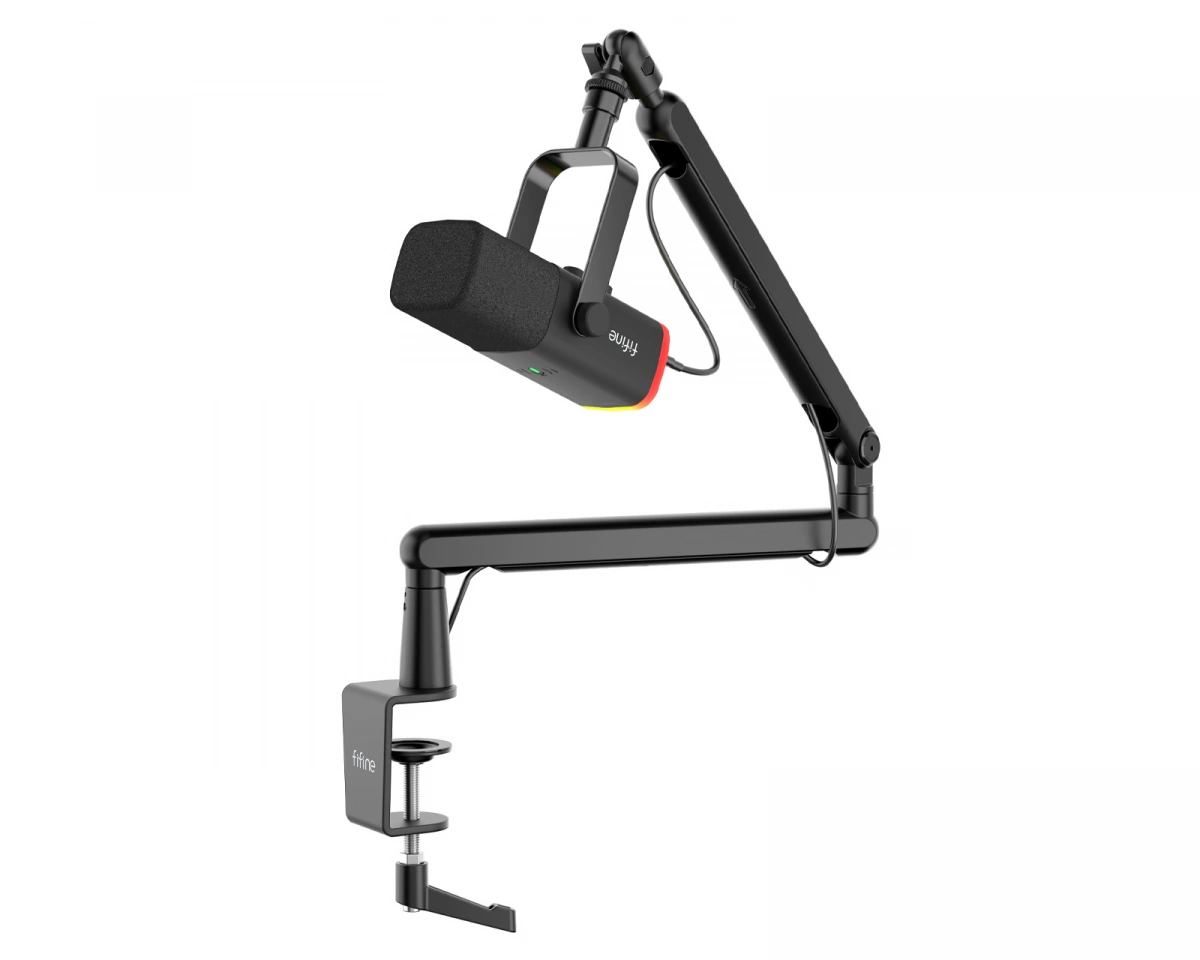 Fifine TAM8 Dynamisk Mikrofon med Mikrofonarm - Svart