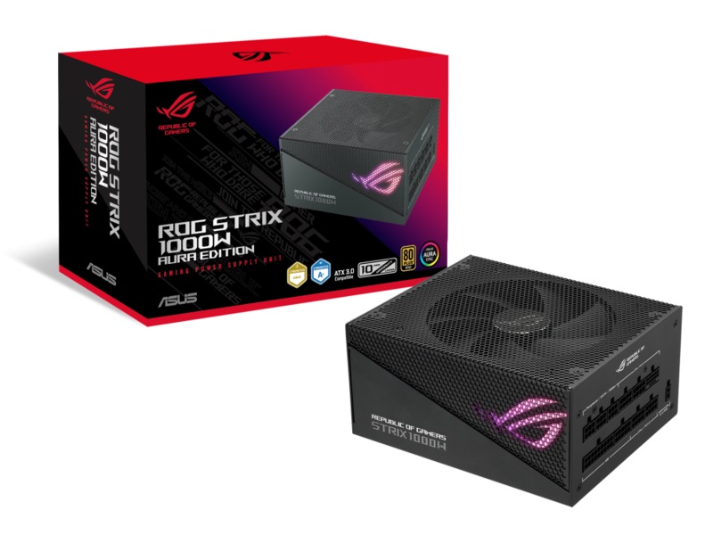 Asus ROG Strix 1000W Aura Edition, ATX 3.0, 135 mm fläkt, 80PLUS Gold, löstagbara kablar, Aura Sync RGB - Svart, bild 3