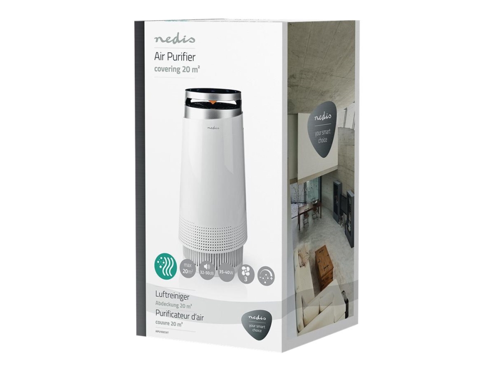 Nedis AIPU100CWT luftrenare CADR 130 m³/h 50 dB, vit