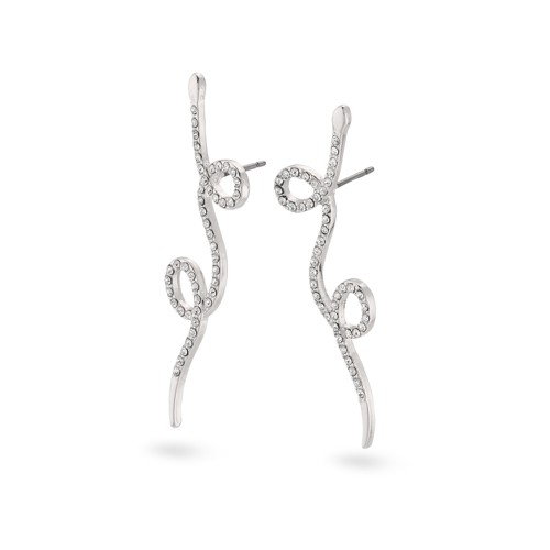 PILGRIM - EBBA Crystal Snake Earrings - Silver-Plated - 4.5 cm