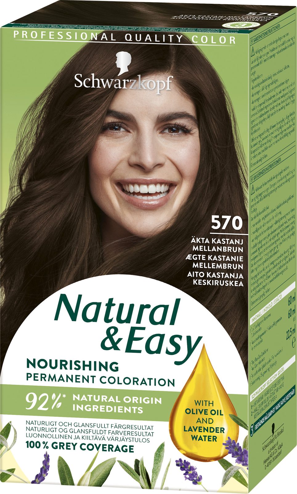 Schwarzkopf Natural & Easy Hair Color 570 Äkta Kastanj Mellanbrun