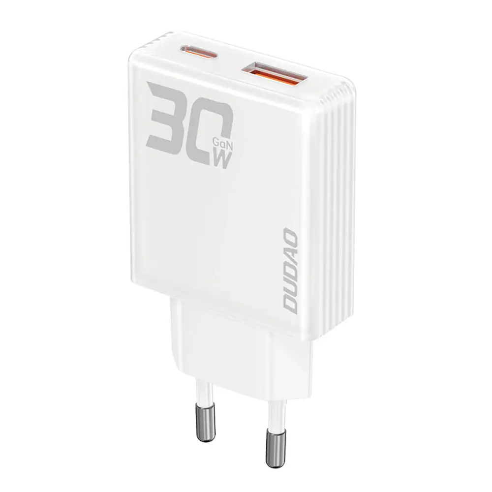 Dudao Charger GaN Dudao A30EU 30W USB-A / USB-C nätladdare - vit
