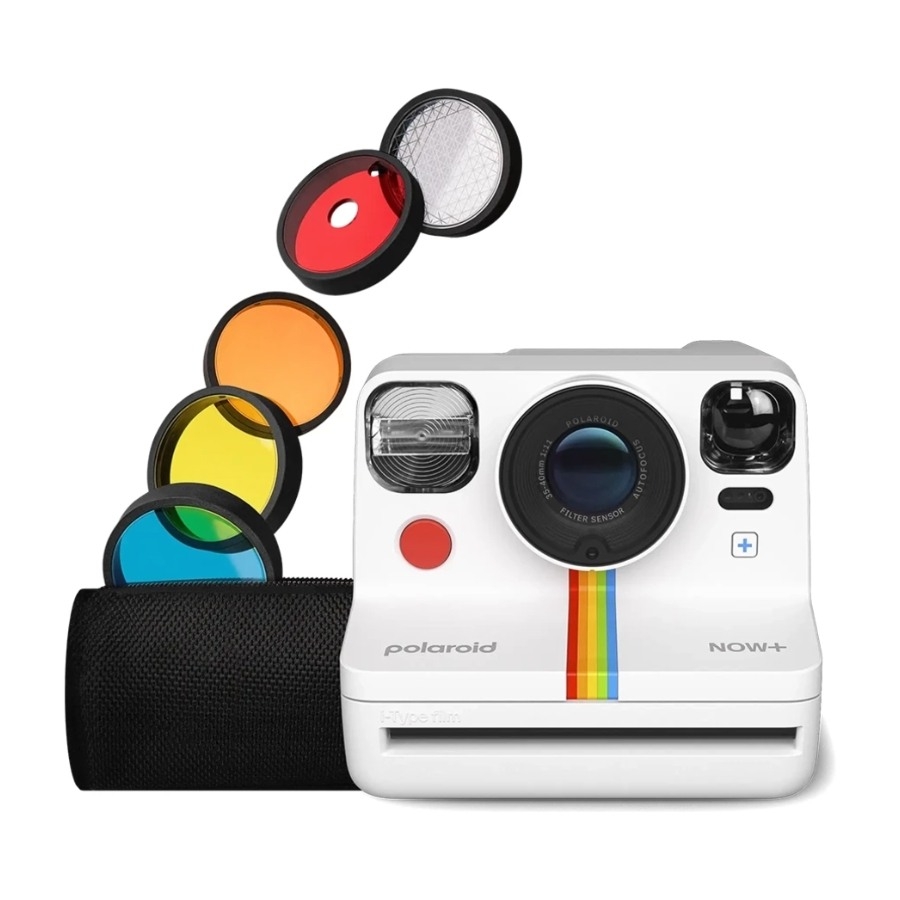 Polaroid Now+ Generation 2 direktfilmskamera + 5 filter, vit