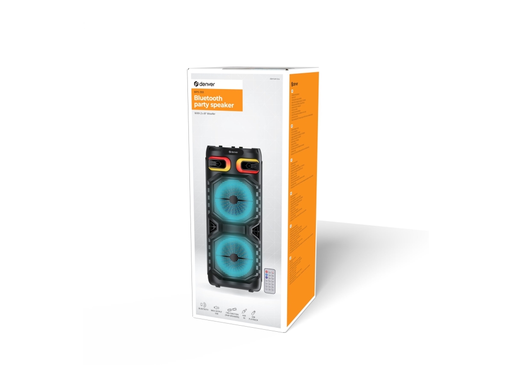 Denver BPS-355 Partyhögtalare med LED / Bluetooth-högtalare / karaokehögtalare, bild 5