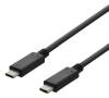 USB-C laddningskabel Deltaco USB 2.0, 60W/3A, 2 meter - Svart