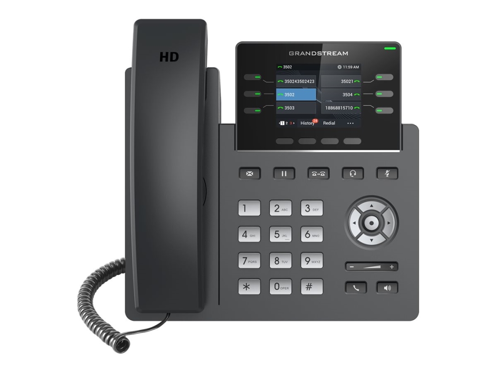 Grandstream GRP2613W - VoIP-telefon med nummerpresentation/samtal väntar - IEEE 802.11a/b/g/n/ac/ax (Wi-Fi) - 5-vägs samtalsförmåg - SIP, RTCP, RTP, SRTP - 6 linjer