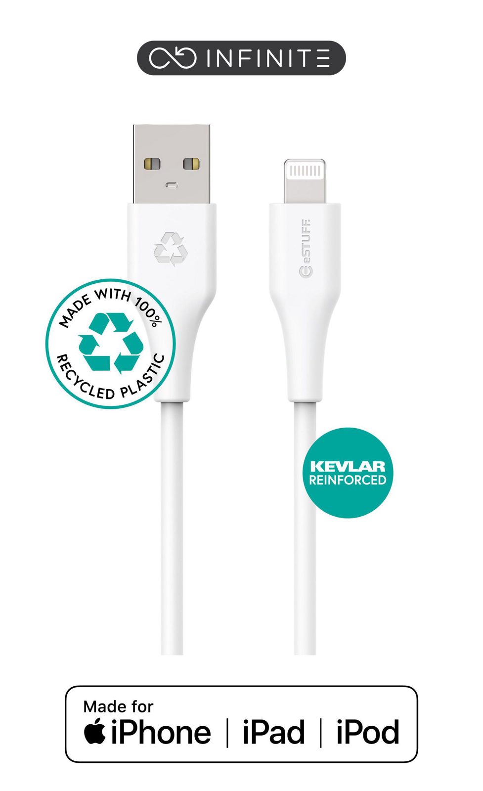 Infinite USB-A - Lightning Cable 2m White, bild 3