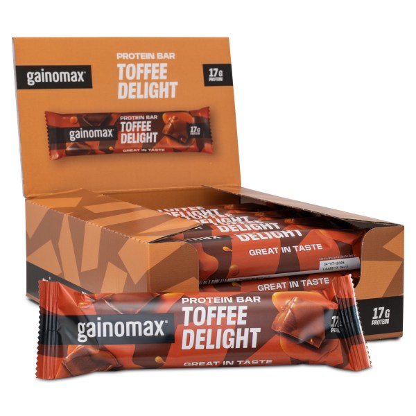 Gainomax Protein Bar, Toffee, 15-pack