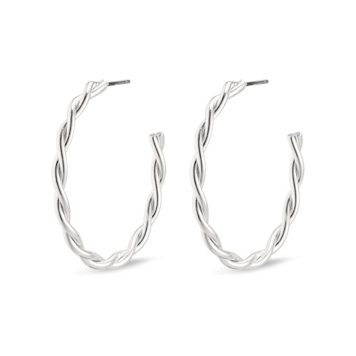 PILGRIM - NAJA Large Hoop Earrings - Silver-Plated - 32 mm
