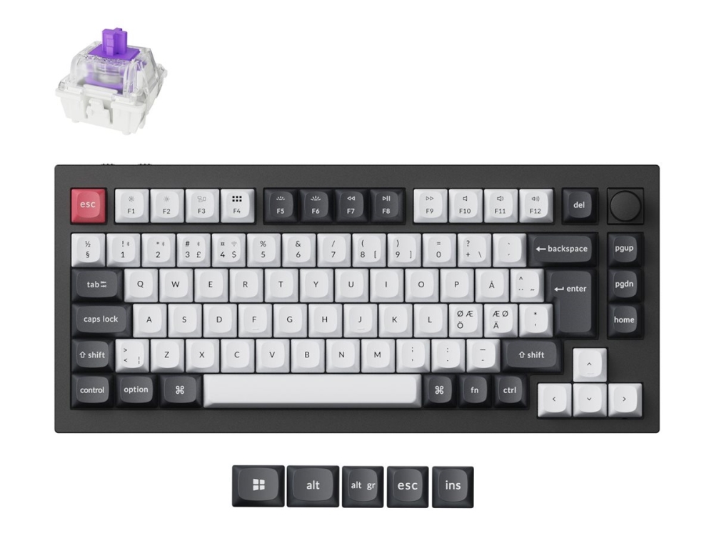 Keychron Q1 HE Carbon Black Wireless tangentbord för gaming
